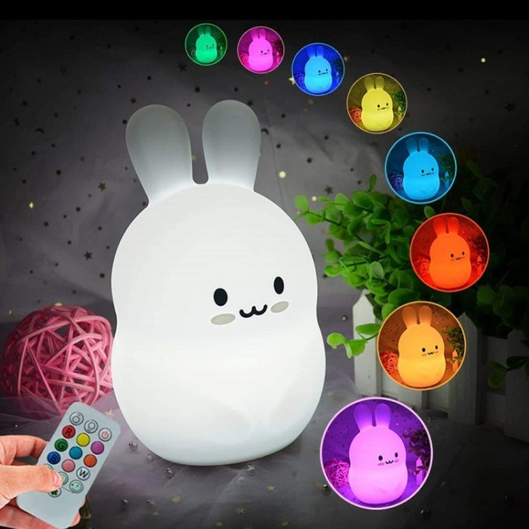 Rabbit Silicone Pat Night Light Children Gift Color Changing Lamp, Specification: Charging Remote Control - Night Lights by buy2fix | Online Shopping UK | buy2fix