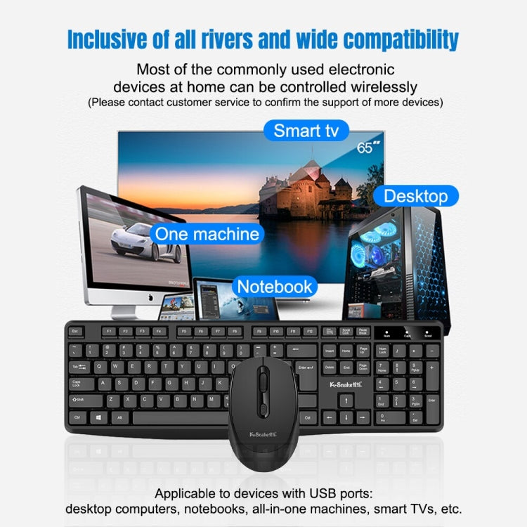 K-Snake WK800 Wireless 2.4G Keyboard Mouse Set Tabletop Computer Notebook Business Office House Use, Color: White - Wireless Keyboard by K-Snake | Online Shopping UK | buy2fix