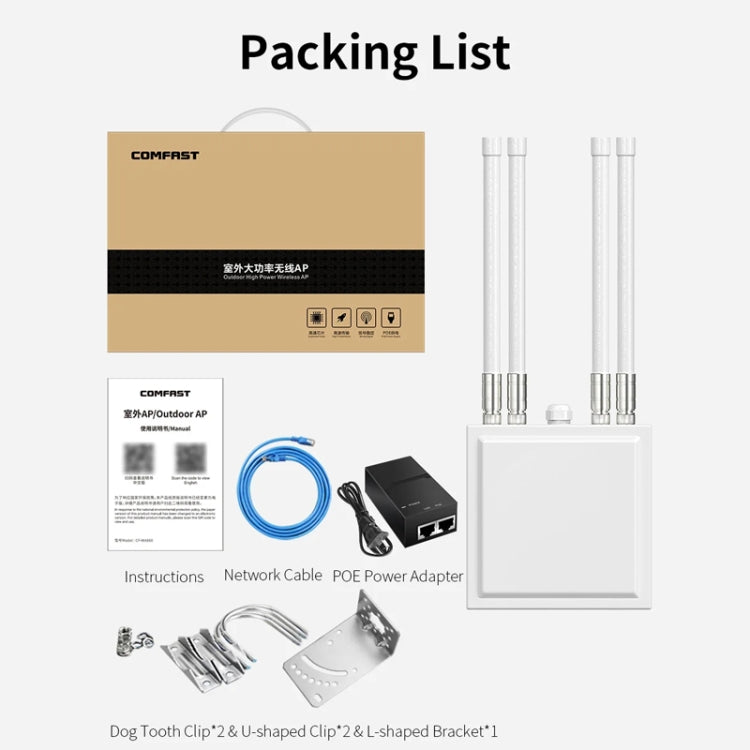 COMFAST CF-WA820 1200Mbps 2.4G & 5G Outdoor AP High Power Wireless Access Point(EU Plug) - Broadband Amplifiers by COMFAST | Online Shopping UK | buy2fix