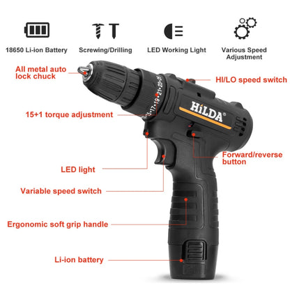 HILDA Home Power Drill 12V Li-Ion Drill With Charger And Battery, EU Plug, Model: Carton Packing - Drill & Drill Bits by HILDA | Online Shopping UK | buy2fix