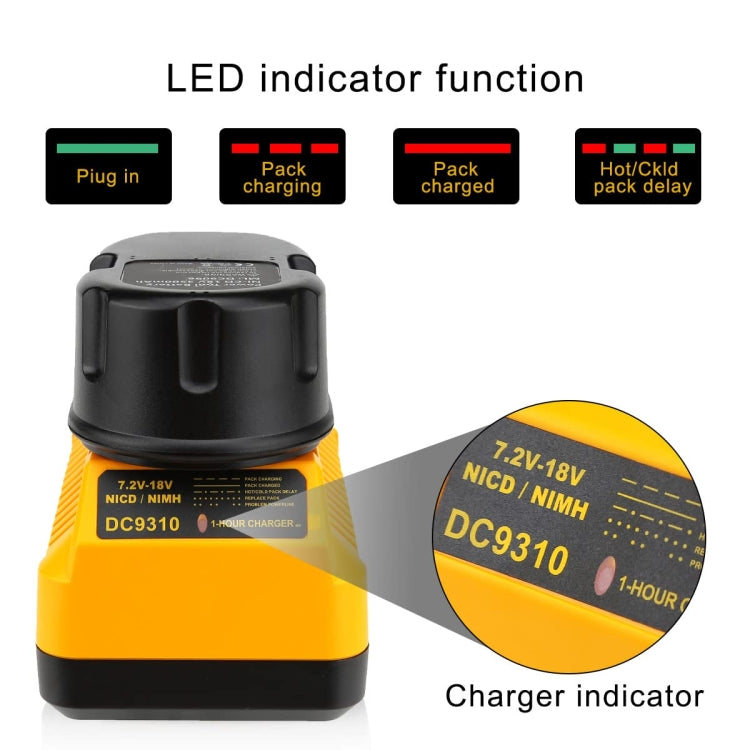 DCB9310 Fast Battery Charger for Dewalt 7.2V-18V XRP NI-CD NI-MH Battery, Plug: AU - Electric Saws & Accessories by buy2fix | Online Shopping UK | buy2fix