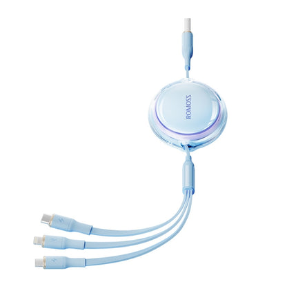 ROMOSS CB258S 3.5A 3-In-1 Telescopic Data Charging Cable USB-A To Type-C & 8 Pin & Micro Wire 1.1m (Blue) - Multifunction Cable by ROMOSS | Online Shopping UK | buy2fix