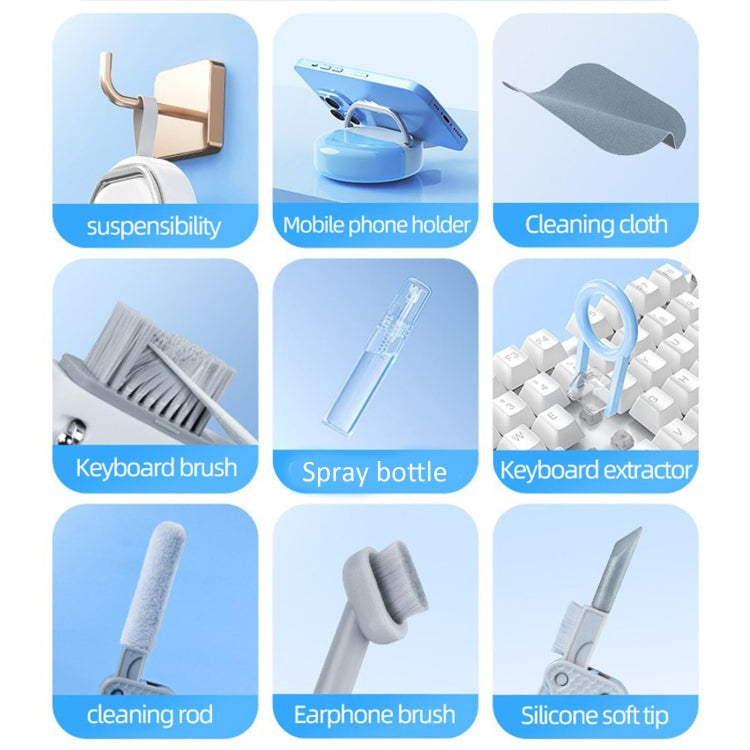 10 In 1 Computer Keyboard Cleaner Brush Kit Earphone Cleaning Pen Phone Cleaning Tools(White Blue) - Other Accessories by buy2fix | Online Shopping UK | buy2fix