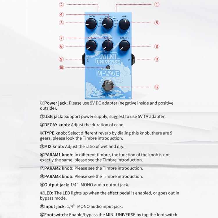 M-VAVE Guitar Monoblock Effects Digital Modeling Reverb Effects(Sky Blue) - Guitar Tuner by M-VAVE | Online Shopping UK | buy2fix
