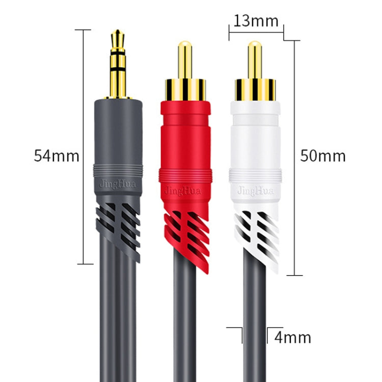 JINGHUA 3.5mm To 2RCA Audio Cable Game Console Outdoor Audio Connection Cable, Size: 30m(Grey) - RCA Cable by JINGHUA | Online Shopping UK | buy2fix