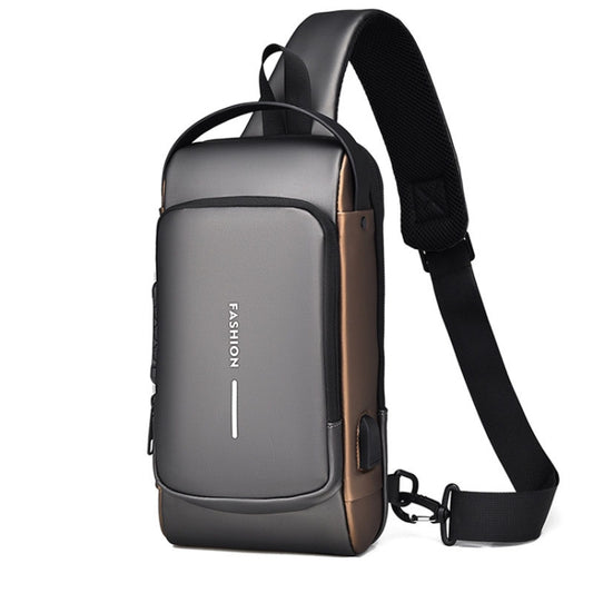 WEIXIER X314 Waterproof Sports Crossbody Backpack USB Charging Large Capacity Single Shoulder Bags(Gray Gold) - Single-shoulder Bags by WEIXIER | Online Shopping UK | buy2fix