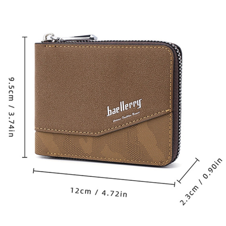 Baellerry D5106 RFID Anti-theft Retro Zipper Wallet Spliced Short Coin Purse(Light Brown) - Antimagnetic RFID Package by Baellerry | Online Shopping UK | buy2fix