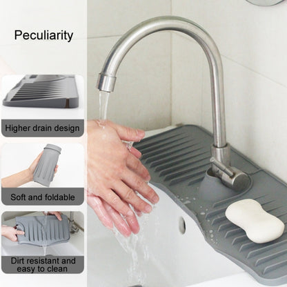 Bathroom Kitchen Silicone Faucet Anti-Splash Drain Mat, Color: White+Waterproof Edge(37x14.7x2cm) - Faucets & Accessories by buy2fix | Online Shopping UK | buy2fix