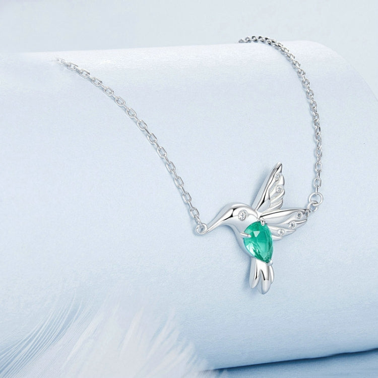 S925 Sterling Silver Platinum-Plated Smart Hummingbird Necklace For Women(BSN378) - Necklaces & Pendants by buy2fix | Online Shopping UK | buy2fix