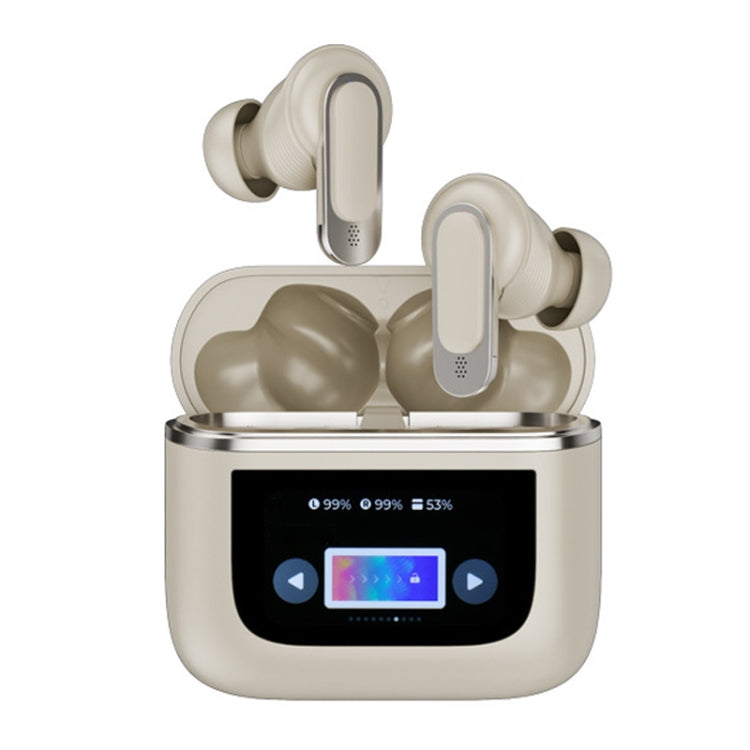 Color Screen Touch ANC Active Noise Reduction LCD Wireless Bluetooth Earphones(Champagne Gold) - Bluetooth Earphone by buy2fix | Online Shopping UK | buy2fix