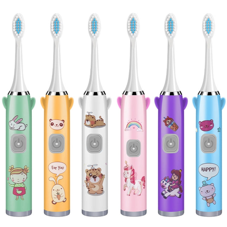 USB Charging Fully Automatic Ultrasonic Cartoon Children Electric Toothbrush, Color: Blue with 1 Head - Toothbrushes by buy2fix | Online Shopping UK | buy2fix