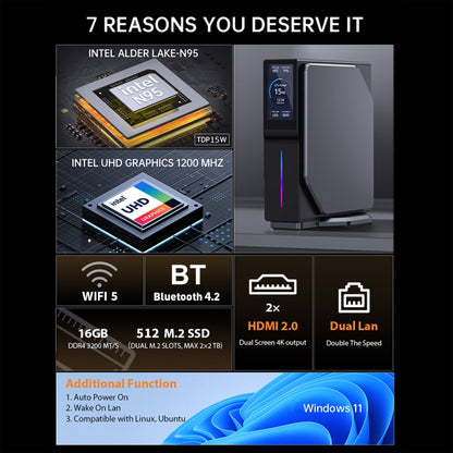 S1 Intel Alder Lake N100 WIFI 5+BT4.2 Office Home Mini PC Win11 DDR4 3200MHz, Spec: 8G+1TB EU Plug - Windows Mini PCs by buy2fix | Online Shopping UK | buy2fix