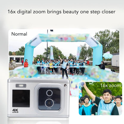 4K HD Optical Dual Lens Digital Camera 50MP Dual Screen Selfie Camera, No Memory(Black) - Video Cameras by buy2fix | Online Shopping UK | buy2fix