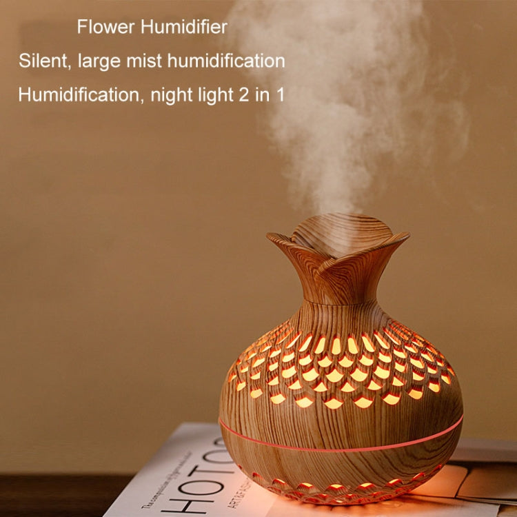 LED Light Aromatherapy Diffuser Home Small Vase Quiet Humidifier Aromatherapy Diffuser 2 In 1(Dark Wood) - Air Purifiers & Accessories by buy2fix | Online Shopping UK | buy2fix