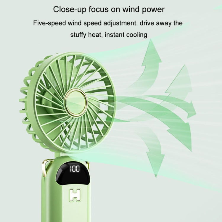 Foldable Digital Display USB Charging Fan Handheld Mute Hanging Neck Outdoor Small Fan(White) - Electric Fans by buy2fix | Online Shopping UK | buy2fix