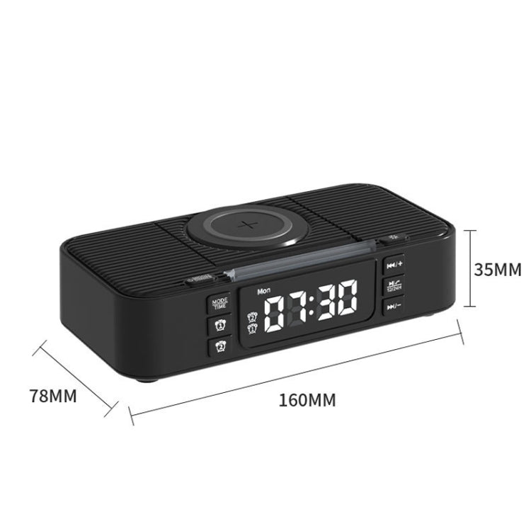 Digital Alarm Clock Wireless Charger Bluetooth Speaker RGB Night Light Cell Phone Stand(Black) - Desktop Speaker by buy2fix | Online Shopping UK | buy2fix