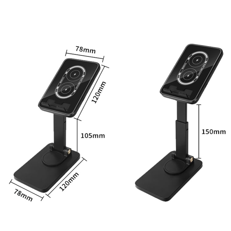 15W Desktop Wireless Charging Rotating Phone Holder Lazy Tablet Folding Lifting Bracket(Black) - Wireless Charger by buy2fix | Online Shopping UK | buy2fix