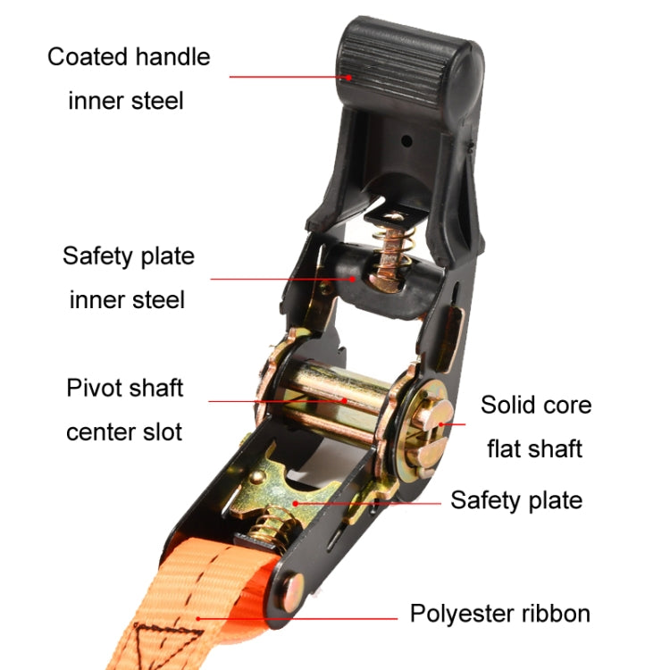 Motorcycle Ratchet Tensioner Cargo Bundling And Luggage Fixing Straps, Specification: Orange 2m - Towing Bars by buy2fix | Online Shopping UK | buy2fix