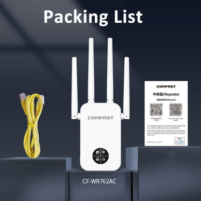 COMFAST 762AC 1200Mbps WiFi Signal Booster Dual Band WiFi Repeater with OLED Display Screen - Broadband Amplifiers by COMFAST | Online Shopping UK | buy2fix