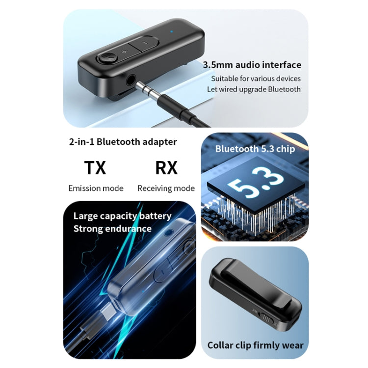 2 In 1 AUX Bluetooth 5.3 Receiver Transmitter USB Audio Adapter - Audio Receiver Transmitter by buy2fix | Online Shopping UK | buy2fix