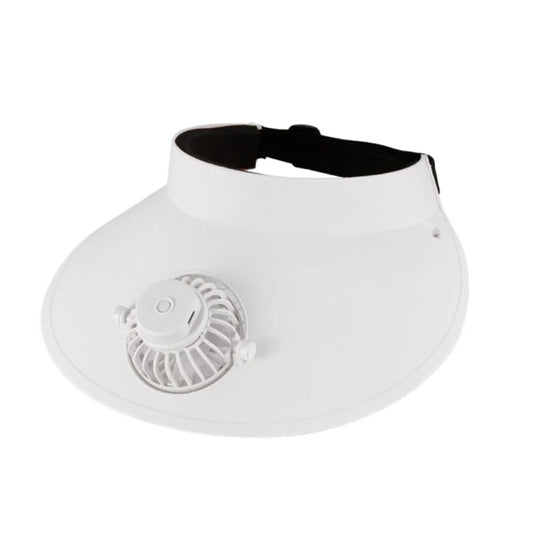 Summer Outdoor Sun Protection Adjustable Rotating Fan Sun Hat(White) - Peaked Cap by buy2fix | Online Shopping UK | buy2fix