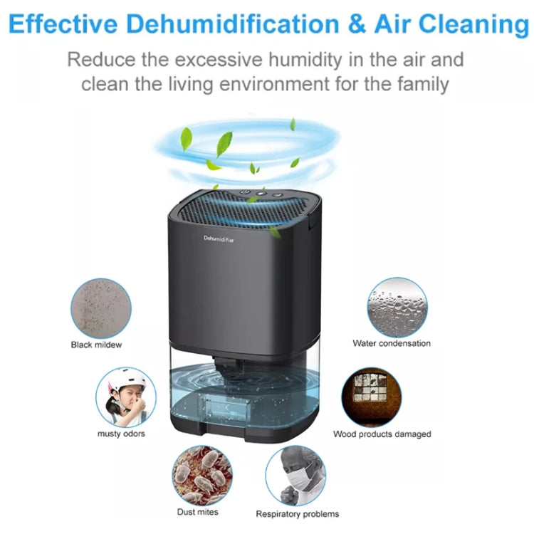 1L 36W Air Dehumidifier for Home Damp Drying Clothes with 7 colors Light EU Plug(White) - Dehumidifiers by buy2fix | Online Shopping UK | buy2fix