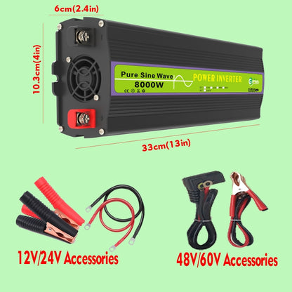 Gurxun 60V-220V 8000W Pure Sine Wave Inverter Car Single Digital Display Voltage Converter - Pure Sine Wave by Gurxun | Online Shopping UK | buy2fix