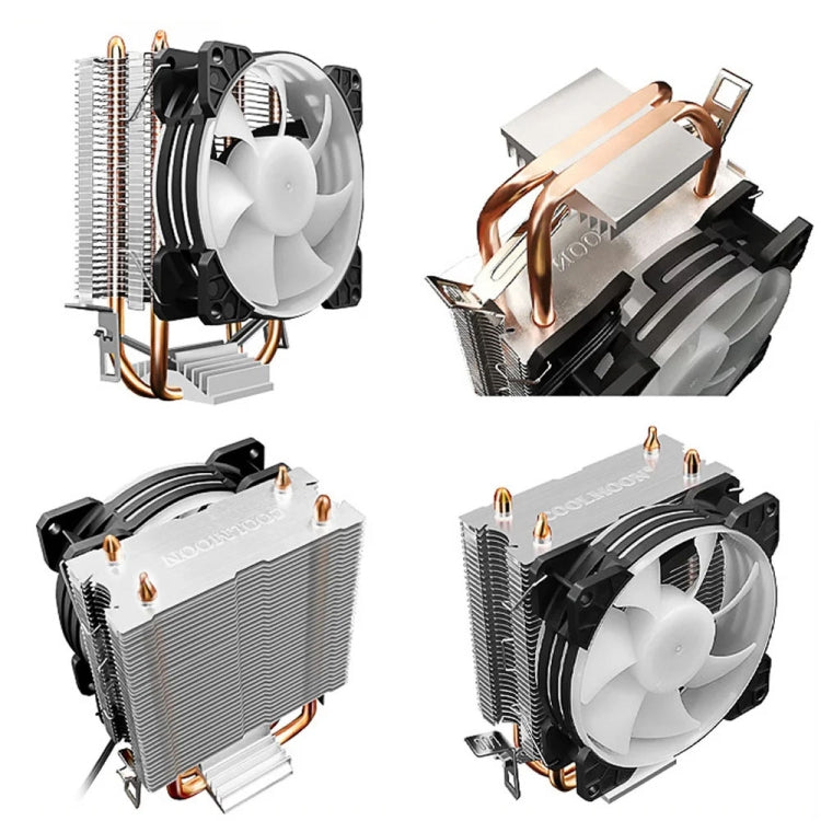 COOLMOON Frost Double Copper Tube CPU Fan Desktop PC Illuminated Silent AMD Air-Cooled Cooler, Style: P22 Magic Moon Edition Double Fan - Fan Cooling by COOLMOON | Online Shopping UK | buy2fix