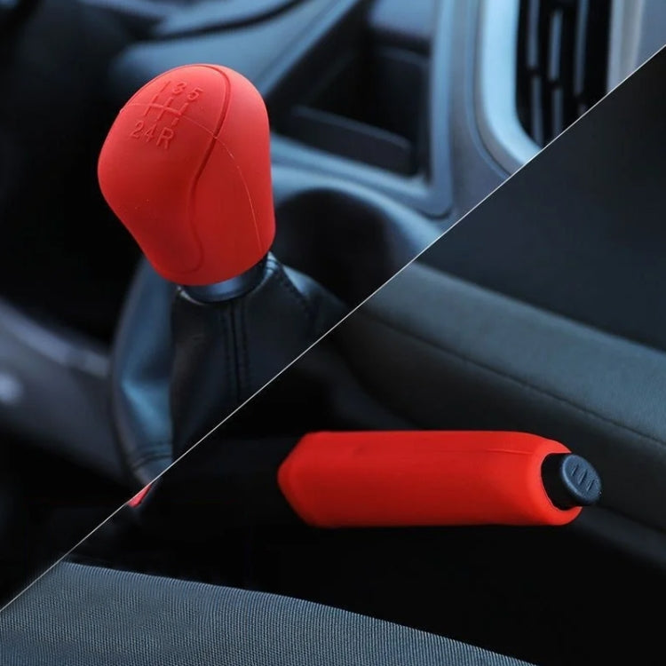 Automotive Silicone Manual Automatic Shift Lever Protective Cover, Size: Handbrake Red - Shift Knob by buy2fix | Online Shopping UK | buy2fix