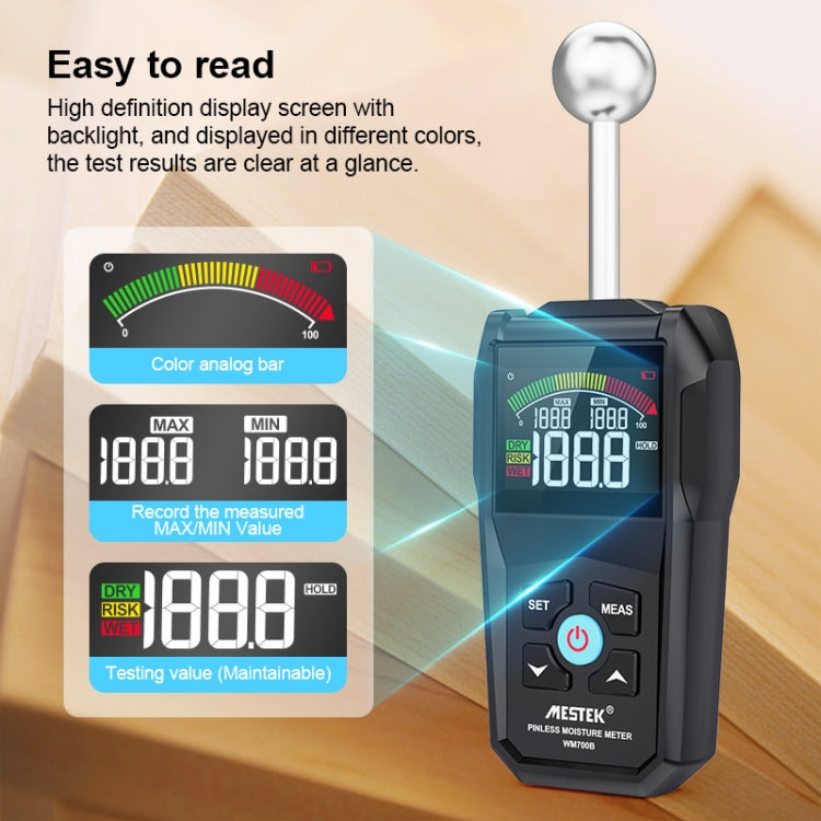 MESTEK WM700B Non -Contact Wood Moisture Detector With LCD Screen Alarm Function - PH & Moisture Meter by MESTEK | Online Shopping UK | buy2fix