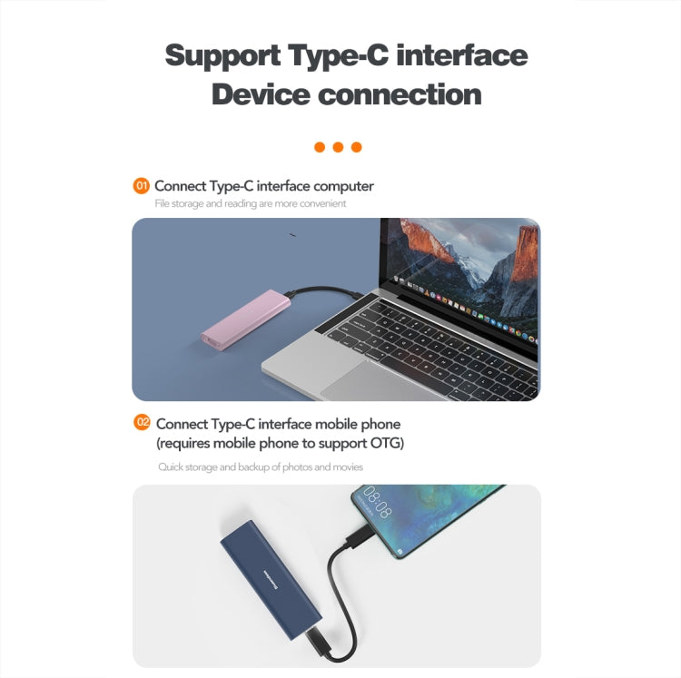 Blueendless M2815SN M.2 Dual Protocol Type-C 3.1 Mobile Hard Disk Box Laptop External SSD(Blue) - HDD Enclosure by Blueendless | Online Shopping UK | buy2fix