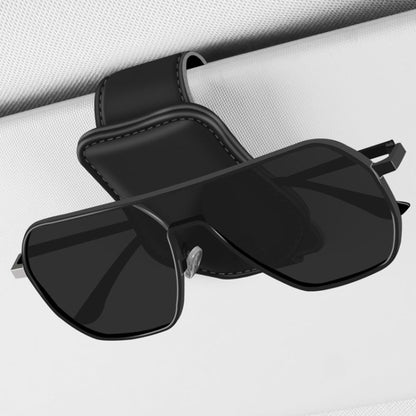 Car Eyeglasses Clip Car Leather Magnetic Closure Sunglasses Storage Bag(Beige) - Sunglasses & Glasses Clips by buy2fix | Online Shopping UK | buy2fix