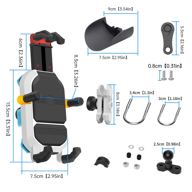 Colorful Motorcycle Shock-absorbing Navigation Mobile Phone Holder(Handlebar Model) - Holder by buy2fix | Online Shopping UK | buy2fix