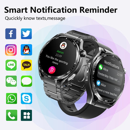 F200 Smart Health Watch ECG Electrocardiogram Blood Sugar Monitoring 1.55 Inch Round Screen, Color: Black 3-Beads Steel - Smart Watches by buy2fix | Online Shopping UK | buy2fix