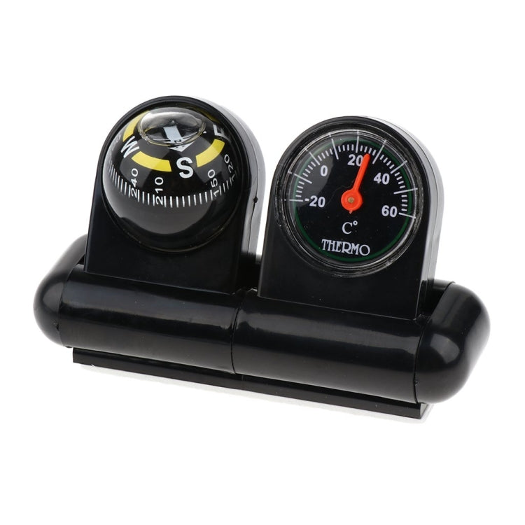 2 In 1 Car Guide Ball Thermometer Adjustable Angle Compass(English Version) - Clocks & Car Meters by buy2fix | Online Shopping UK | buy2fix