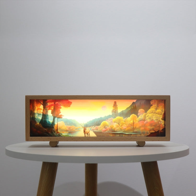 Warm Light Touch Control Wooden Acrylic Atmosphere Lightbox Decoration Painting Night Light(Walnut) - Night Lights by buy2fix | Online Shopping UK | buy2fix