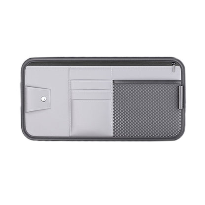 Car Sun Visor Card Glasses Holder Zipper Storage Bag(Gray) - Sunglasses & Glasses Clips by buy2fix | Online Shopping UK | buy2fix