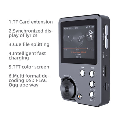 With 128GB TF Card HIFI Lossless DSD256 Music Player Sports MP3(Silver Gray) - MP3 Player by buy2fix | Online Shopping UK | buy2fix