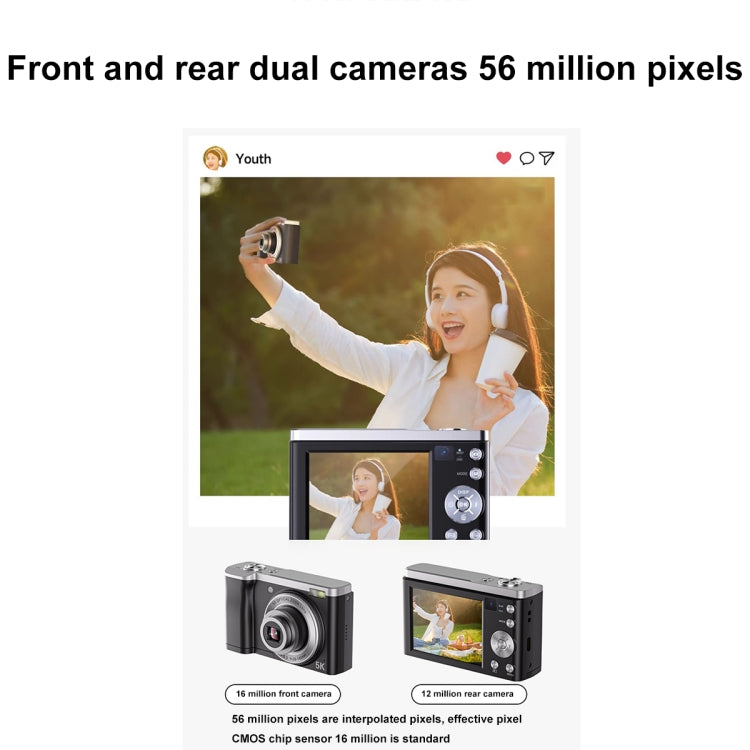 DC305X 5K/30FPS 2.8-Inch HD Shooting 5X Optical Zoom Anti-Shake Digital Camera, Color: White UK Plug - Children Cameras by buy2fix | Online Shopping UK | buy2fix