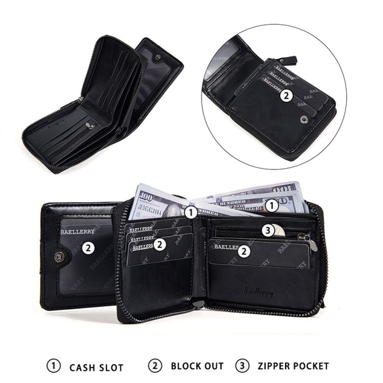 Baellerry D5111 Retro Multi-card Slot Zipper Contrast Color Short Wallet Coin Purse PU Wallet(Coffee) - Wallets by Baellerry | Online Shopping UK | buy2fix