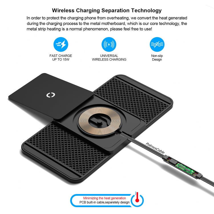 Avoid Camera Universal Car Wireless Charger Anti-slip Mat(USB Interface 1m) - Wireless Charging Pads by buy2fix | Online Shopping UK | buy2fix