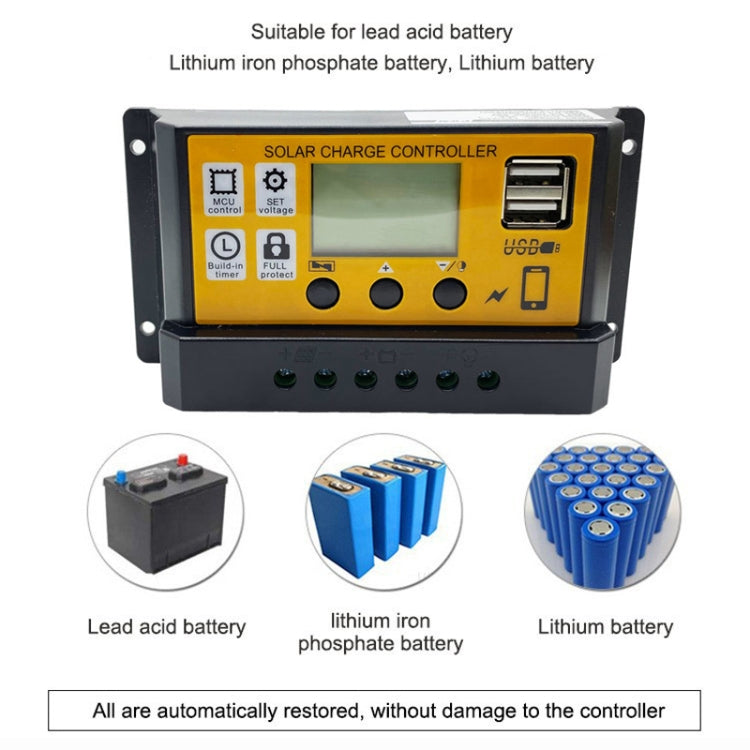 30A 12V/24V Simple Solar Controller Light Time Control Solar Panel Regulator Controller With USB - Others by buy2fix | Online Shopping UK | buy2fix