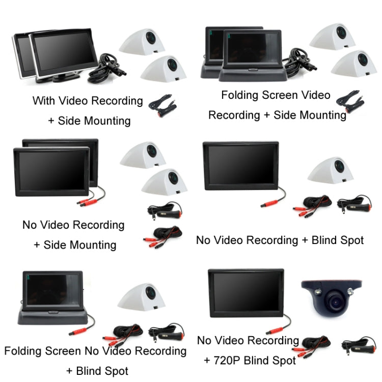 5 Inch AHD Video Monitor Car Reversing High-Definition Camera, Specification: Folding Screen No Video Recording + Blind Spot - Rear View Cameras by buy2fix | Online Shopping UK | buy2fix