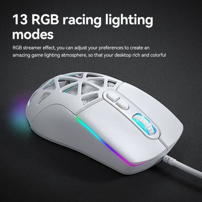 T-WOLF G520 7-keys RGB Marquee Honeycomb Hollow Gaming Wired Mouse(White) - Wired Mice by T-WOLF | Online Shopping UK | buy2fix