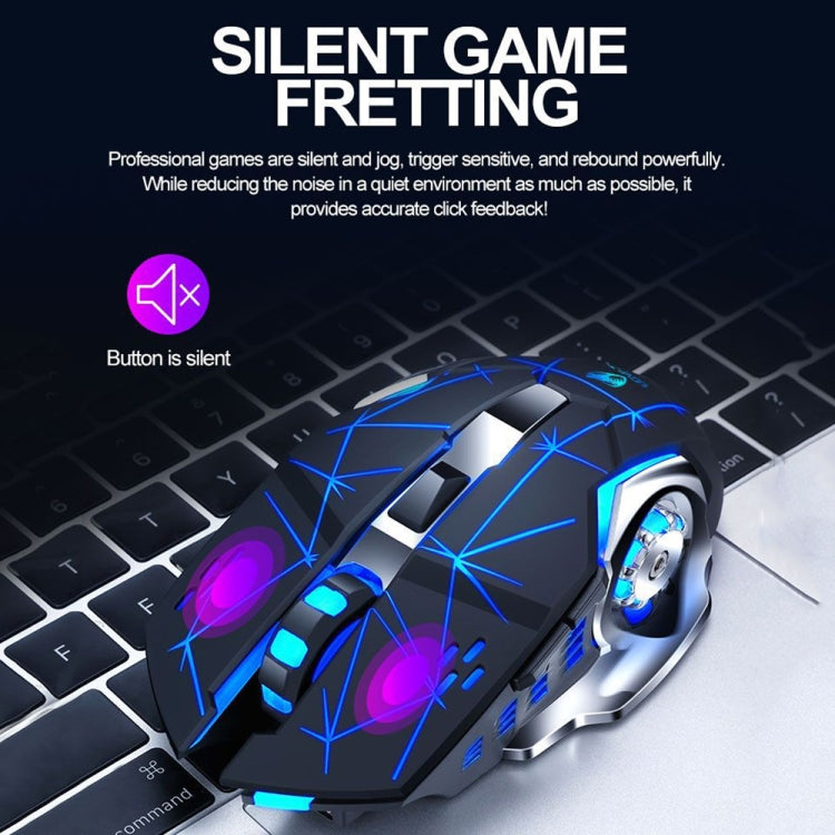 T-WOLF Q13 2.4GHz 6-keys RGB Colorful Light Gaming Wireless Mouse, Color: Single Mode Gray - Wireless Mice by T-WOLF | Online Shopping UK | buy2fix