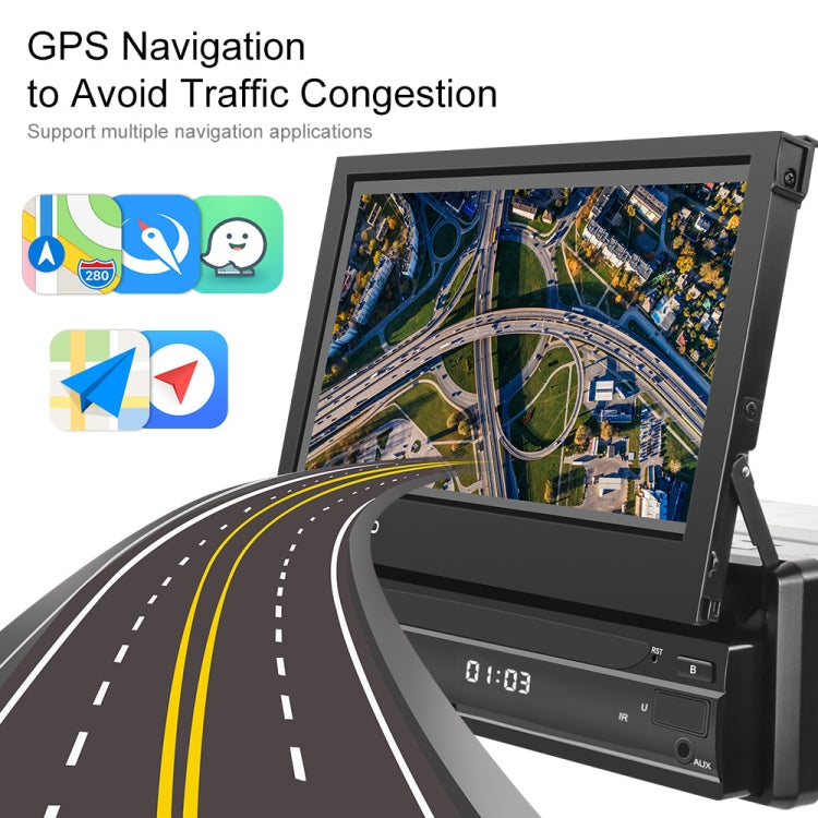 1+32G 7-Inch Single Din Android 10.0 Carplay Screen With GPS Navigation/Bluetooth/Mirror Link/DVR Input, Spec: With 4-light Camera - Car Monitor by buy2fix | Online Shopping UK | buy2fix