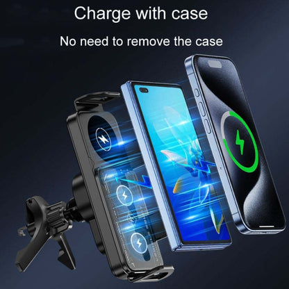 X01 2 In 1 Car Dual Coil Wireless Charger Rotating Navigation Bracket(Black) - Wireless Charger Holders by buy2fix | Online Shopping UK | buy2fix