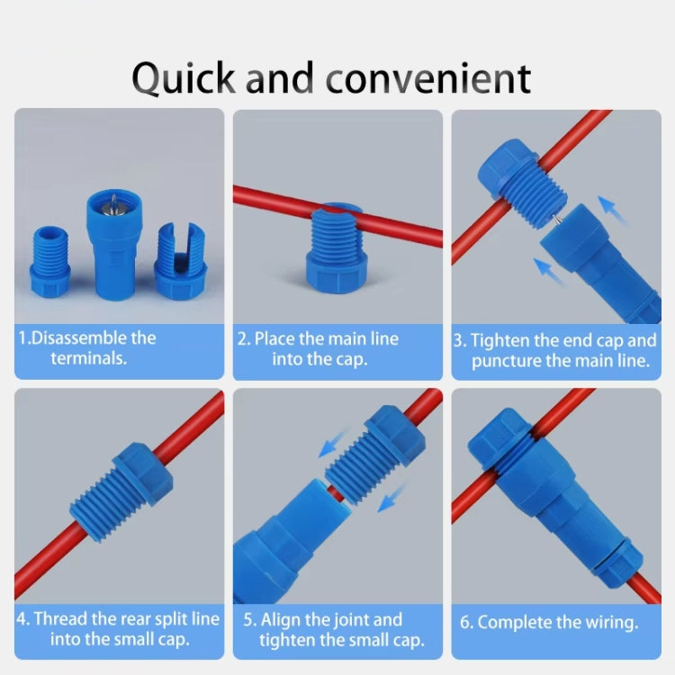 2pcs /Pack Stripping-free Thimble T-shaped Connector Downlight Wiring-free Connector(Blue) - Booster Cable & Clip by buy2fix | Online Shopping UK | buy2fix