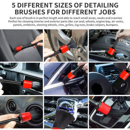 11pcs /Set Car Wash Cleaning Gap Detail Short Handle Brush(Red) - Car washing supplies by buy2fix | Online Shopping UK | buy2fix