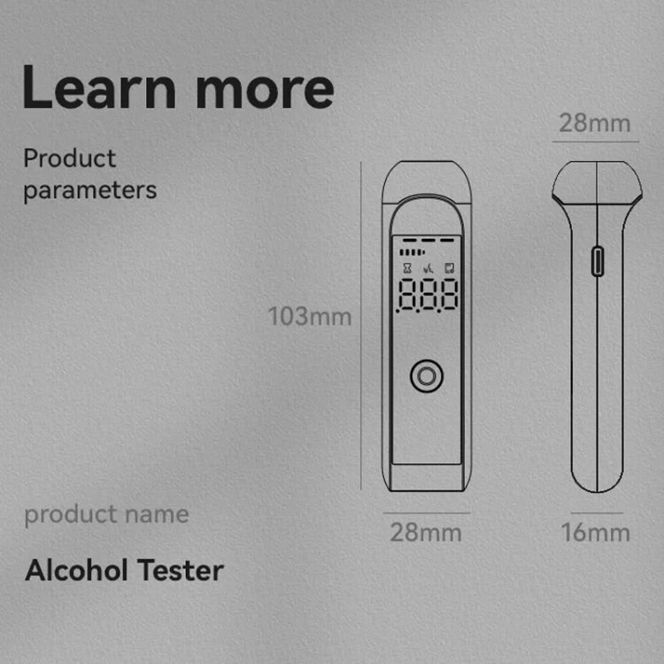 Portable Digital Alcohol Tester Breathalyzer Rechargeable Alcohol Test Tool - Breath Alcohol Tester by buy2fix | Online Shopping UK | buy2fix